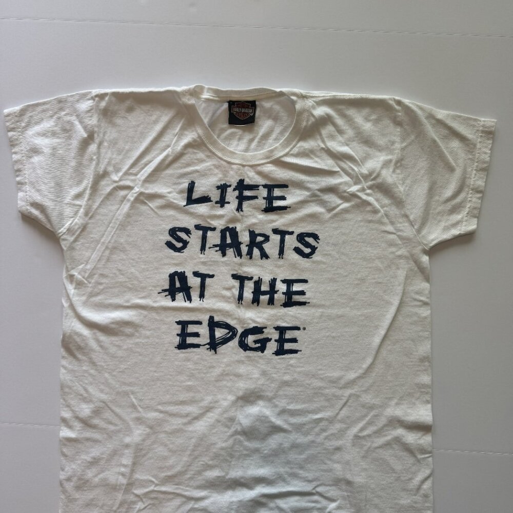 Vintage Y2K Harley Davidson 2000's Riders Edge Lakeland FL Women Large White Tee